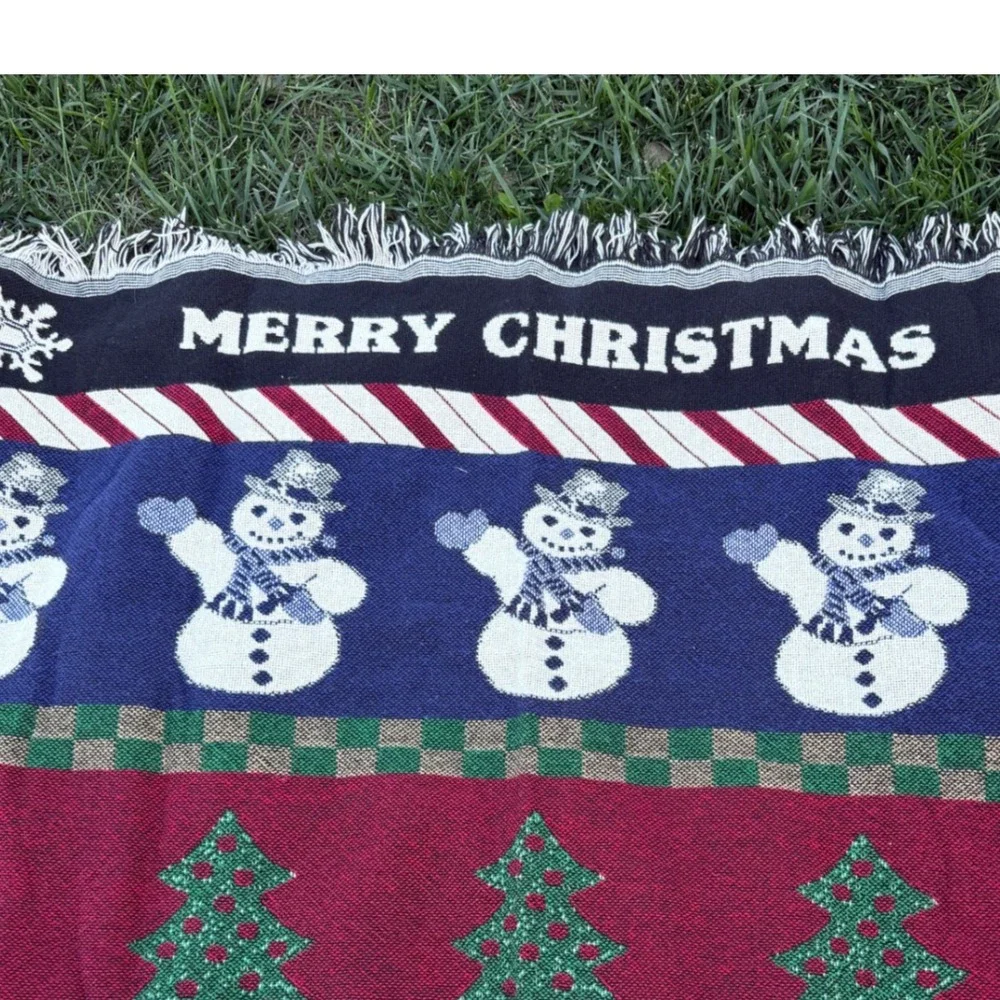 Christmas Throw Blanket Merry‎ Christmas Snowman Santa Gingerbread New Year